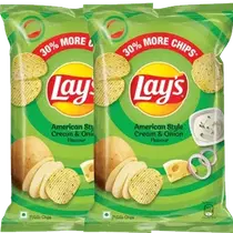 Lays American Style Cream & Onion Flavour Chips 52.9 g (Set Of 2)
